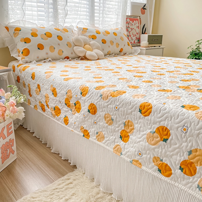 91家纺网 家纺一手货源 找家纺 简宜家居2022新款纯棉夹棉单品床盖 橙意园