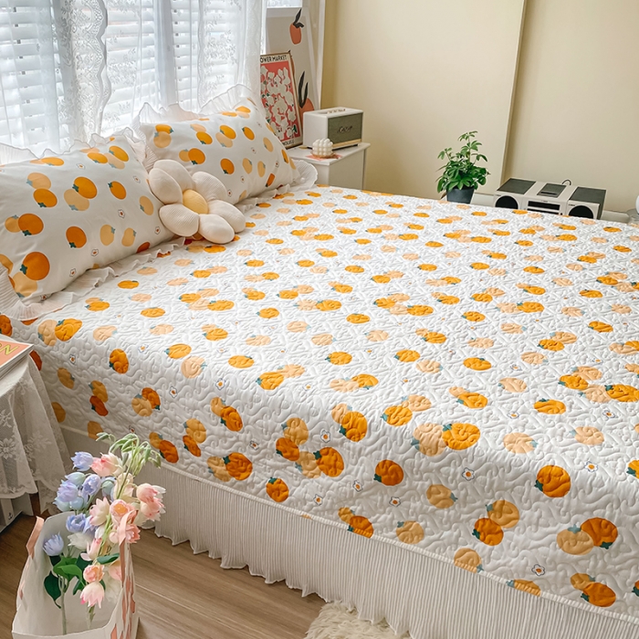 91家纺网 家纺一手货源 找家纺 简宜家居2022新款纯棉夹棉单品床盖 橙意园