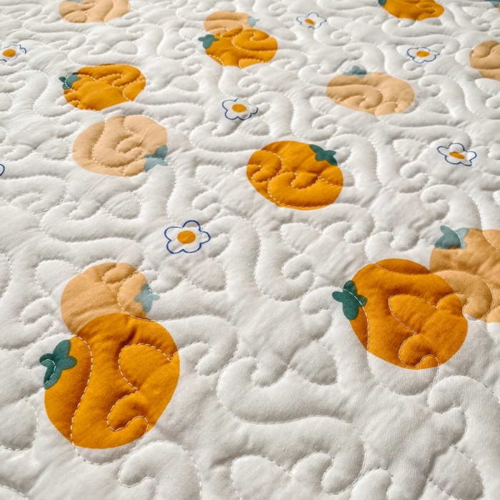 91家纺网 家纺一手货源 找家纺 简宜家居2022新款纯棉夹棉单品床盖 橙意园