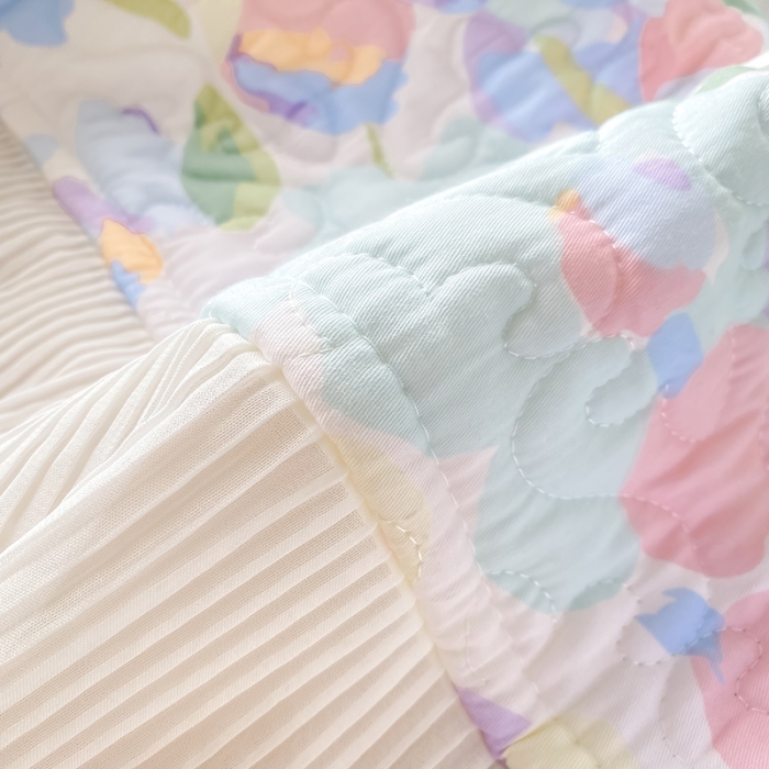 91家纺网 家纺一手货源 找家纺 简宜家居2022新款纯棉夹棉单品床盖 粉蓝