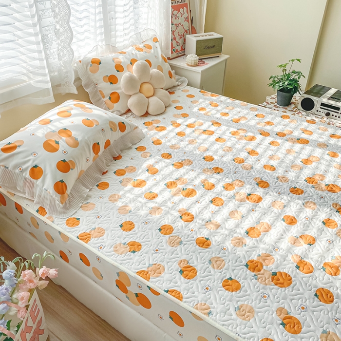 91家纺网 家纺一手货源 找家纺 简宜家居2022新款纯棉夹棉单品床笠 橙意园