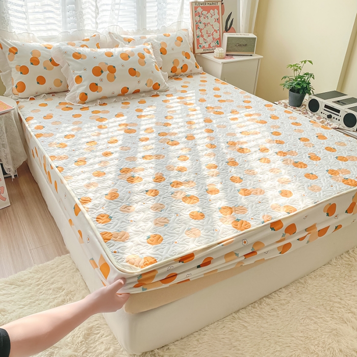 91家纺网 家纺一手货源 找家纺 简宜家居2022新款纯棉夹棉单品床笠 橙意园