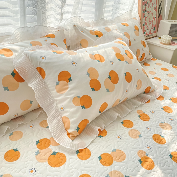 91家纺网 家纺一手货源 找家纺 简宜家居2022新款纯棉夹棉单品床笠 橙意园