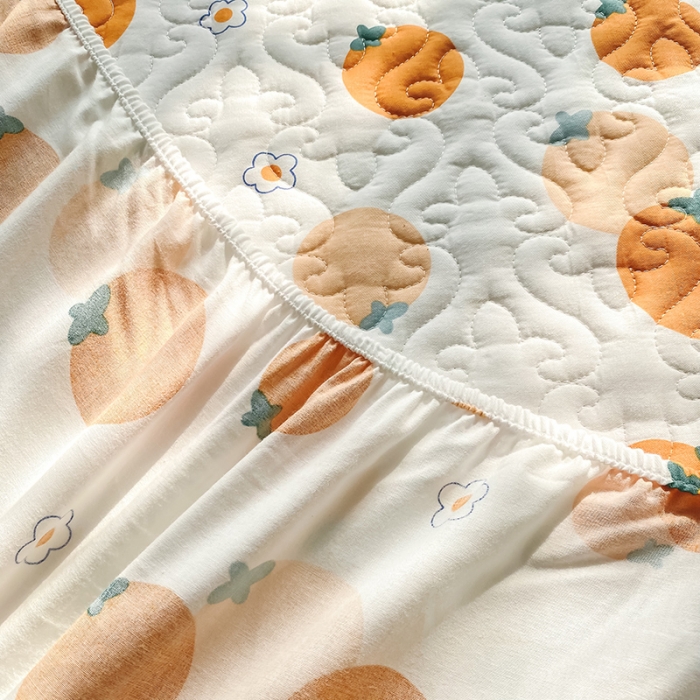 91家纺网 家纺一手货源 找家纺 简宜家居2022新款纯棉夹棉单品床笠 橙意园