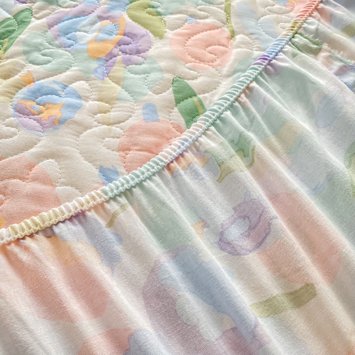 91家纺网 家纺一手货源 找家纺 简宜家居2022新款纯棉夹棉单品床笠 粉蓝