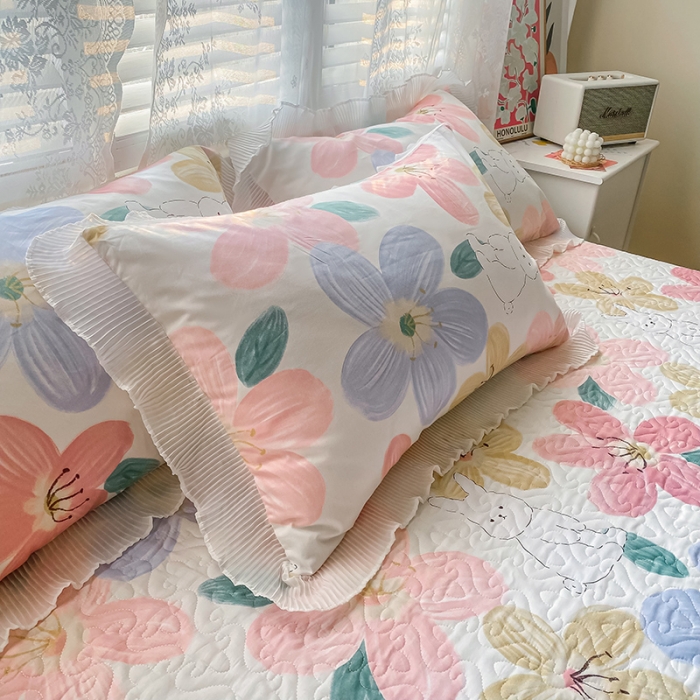 91家纺网 家纺一手货源 找家纺 简宜家居2022新款纯棉夹棉单品床笠 花妍