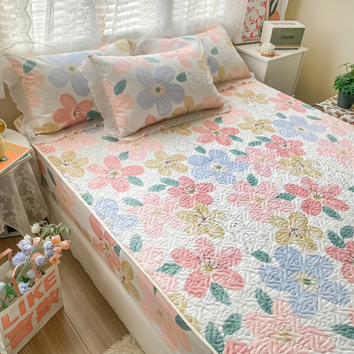 91家纺网 家纺一手货源 找家纺 简宜家居2022新款纯棉夹棉单品床笠 花妍