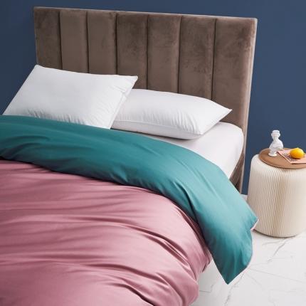 91家纺网 家纺一手货源 找家纺 顾家家居 2023新款60长绒棉双拼全棉单被套纯棉绯红森林绿