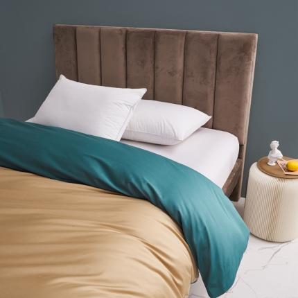 91家纺网 家纺一手货源 找家纺 顾家家居2023新款60长绒棉双拼全棉单被套纯棉金墩色森林绿