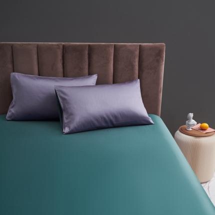 91家纺网 家纺一手货源 找家纺 顾家家居新款60长绒棉双拼枕套48*74cm一对豆蔻紫森林绿