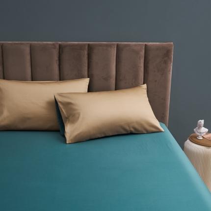 91家纺网 家纺一手货源 找家纺 顾家家居新款60长绒棉双拼枕套48*74cm一对金墩色森林绿