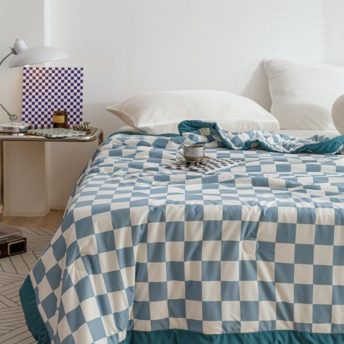 91家纺网 家纺一手货源 找家纺 (总)大彩家居可水洗针织棉夏被子被芯春秋被冬被空调被夏凉被 蓝白格