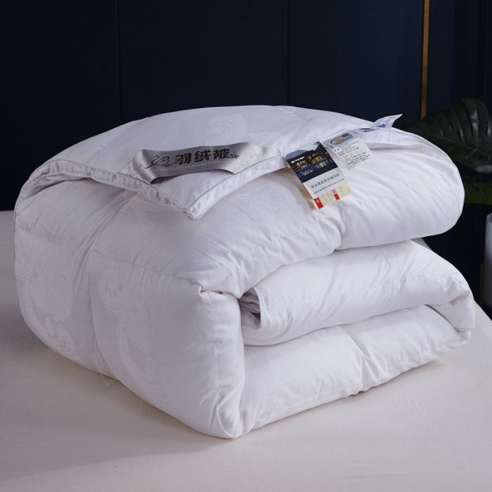 91家纺网 家纺一手货源 找家纺 羽仙子2023新款双层大提花羽绒被白鸭绒被被子 丽莎-白