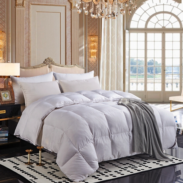 91家纺网 家纺一手货源 找家纺 羽仙子2023新款双层大提花羽绒被白鸭绒被被子 丽莎-白