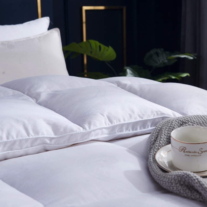 91家纺网 家纺一手货源 找家纺 羽仙子2023新款双层大提花羽绒被白鸭绒被被子 丽莎-白