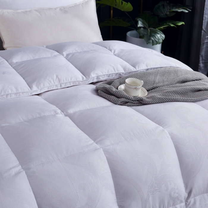 91家纺网 家纺一手货源 找家纺 羽仙子2023新款双层大提花羽绒被白鸭绒被被子 丽莎-白