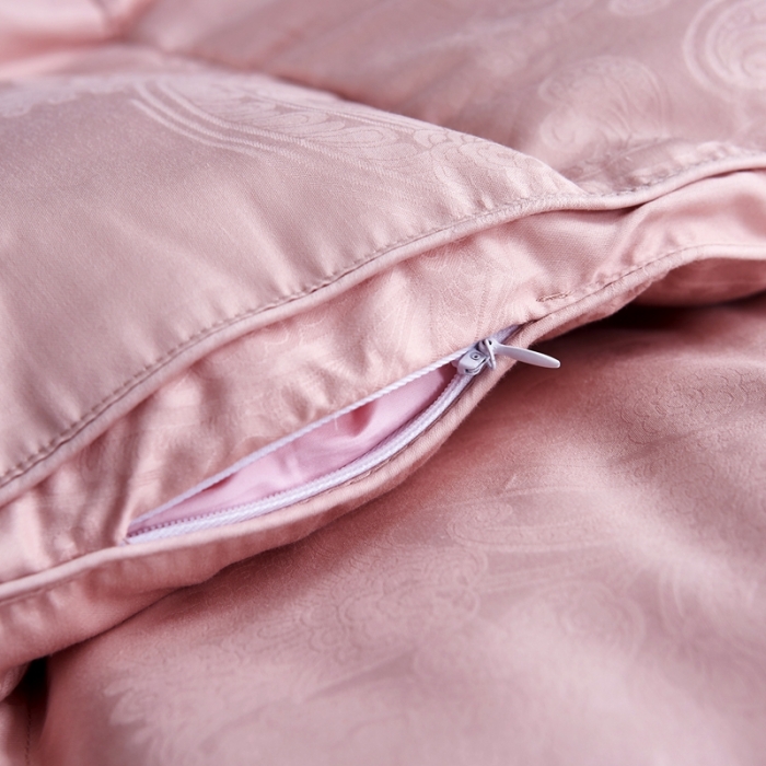 91家纺网 家纺一手货源 找家纺 羽仙子2023新款双层大提花羽绒被白鸭绒被被子 丽莎-豆沙