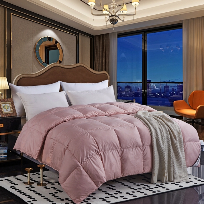 91家纺网 家纺一手货源 找家纺 羽仙子2023新款双层大提花羽绒被白鸭绒被被子 丽莎-豆沙