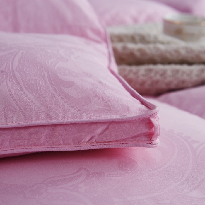 91家纺网 家纺一手货源 找家纺 羽仙子2023新款双层大提花羽绒被白鸭绒被被子 丽莎-粉色