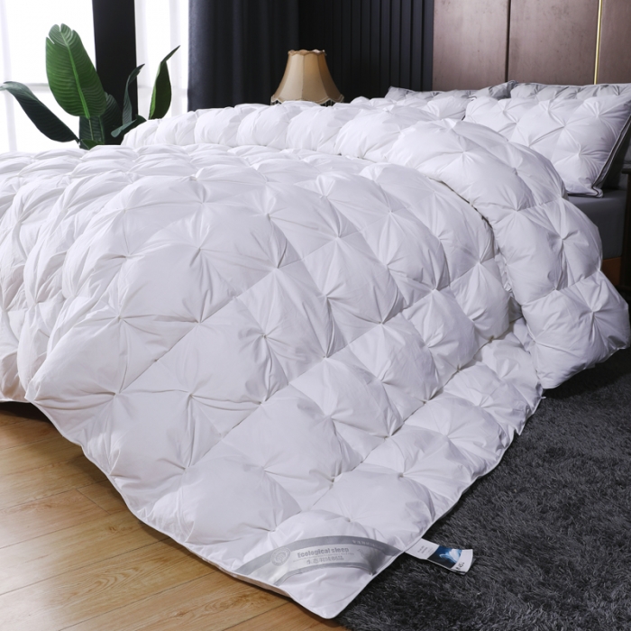 91家纺网 家纺一手货源 找家纺 羽仙子全棉扭花款羽绒被鹅绒被被芯春秋被冬被直播供货量大可谈 经典白