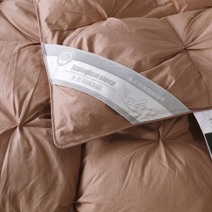 91家纺网 家纺一手货源 找家纺 羽仙子全棉扭花款羽绒被鹅绒被被芯春秋被冬被直播供货量大可谈 咖啡色