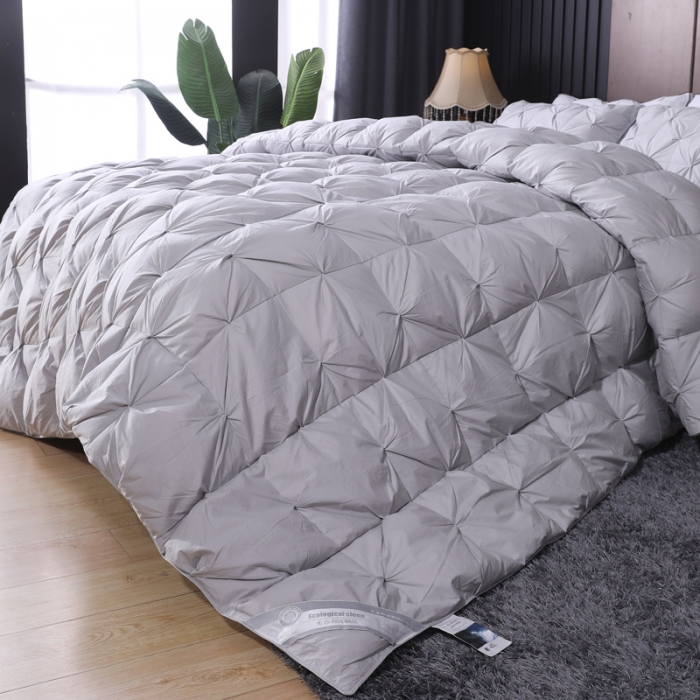 91家纺网 家纺一手货源 找家纺 羽仙子全棉扭花款羽绒被鹅绒被被芯春秋被冬被直播供货量大可谈 绅士灰