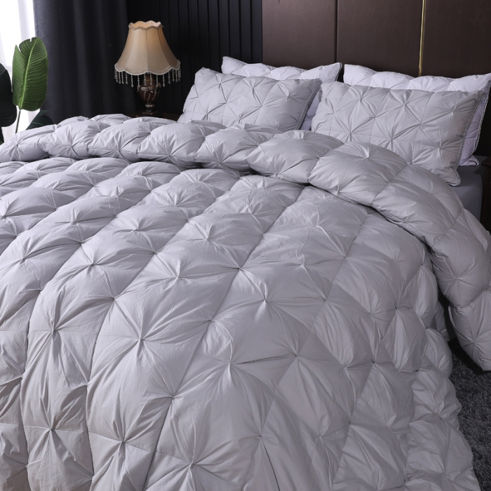 91家纺网 家纺一手货源 找家纺 羽仙子全棉扭花款羽绒被鹅绒被被芯春秋被冬被直播供货量大可谈 绅士灰