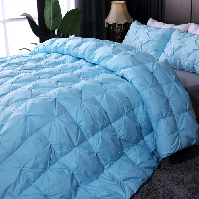 91家纺网 家纺一手货源 找家纺 羽仙子全棉扭花款羽绒被鹅绒被被芯春秋被冬被直播供货量大可谈 深蓝色