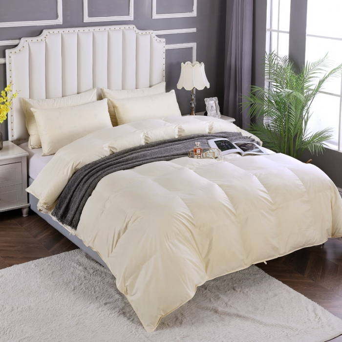 91家纺网 家纺一手货源 找家纺 羽仙子2023全棉羽绒被白鹅绒冬被加厚被子被芯 鹅黄色