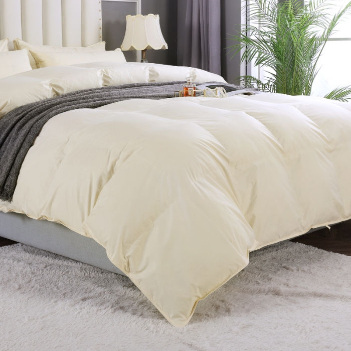 91家纺网 家纺一手货源 找家纺 羽仙子2023全棉羽绒被白鹅绒冬被加厚被子被芯 鹅黄色