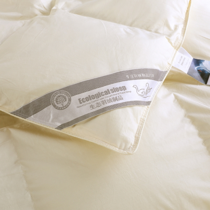 91家纺网 家纺一手货源 找家纺 羽仙子2023全棉羽绒被白鹅绒冬被加厚被子被芯 鹅黄色