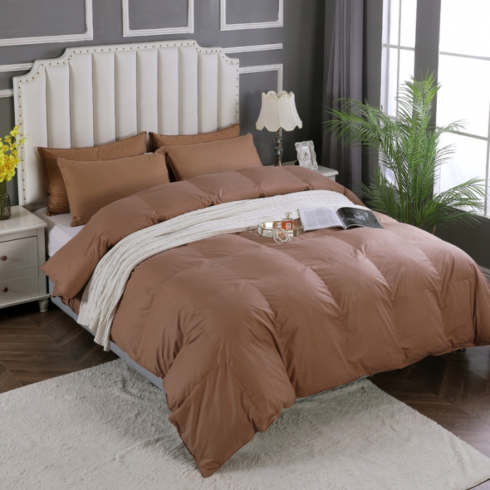 91家纺网 家纺一手货源 找家纺 羽仙子2023全棉羽绒被白鹅绒冬被加厚被子被芯 咖啡色