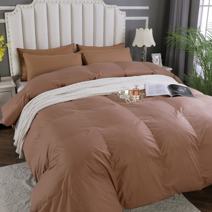 91家纺网 家纺一手货源 找家纺 羽仙子2023全棉羽绒被白鹅绒冬被加厚被子被芯 咖啡色