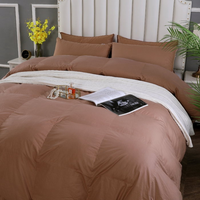 91家纺网 家纺一手货源 找家纺 羽仙子2023全棉羽绒被白鹅绒冬被加厚被子被芯 咖啡色