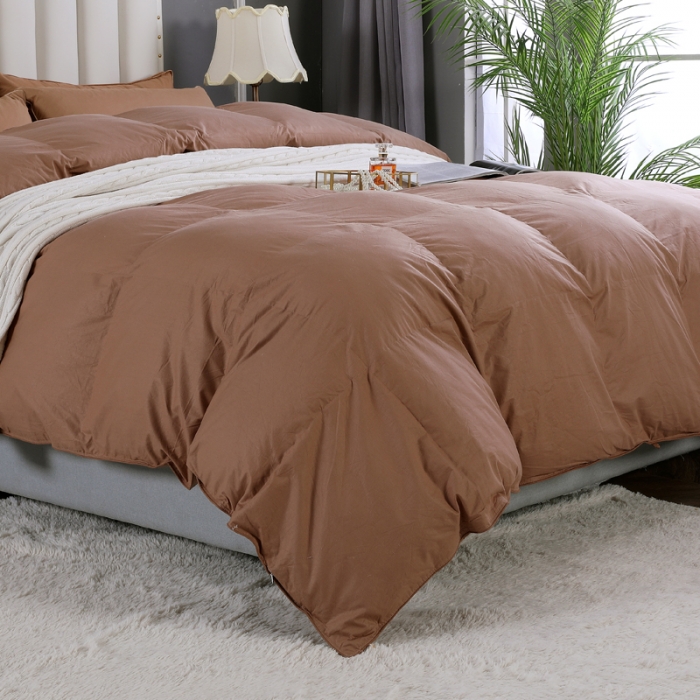 91家纺网 家纺一手货源 找家纺 羽仙子2023全棉羽绒被白鹅绒冬被加厚被子被芯 咖啡色