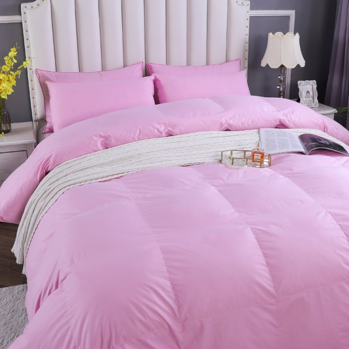 91家纺网 家纺一手货源 找家纺 羽仙子2023全棉羽绒被白鹅绒冬被加厚被子被芯 樱花粉