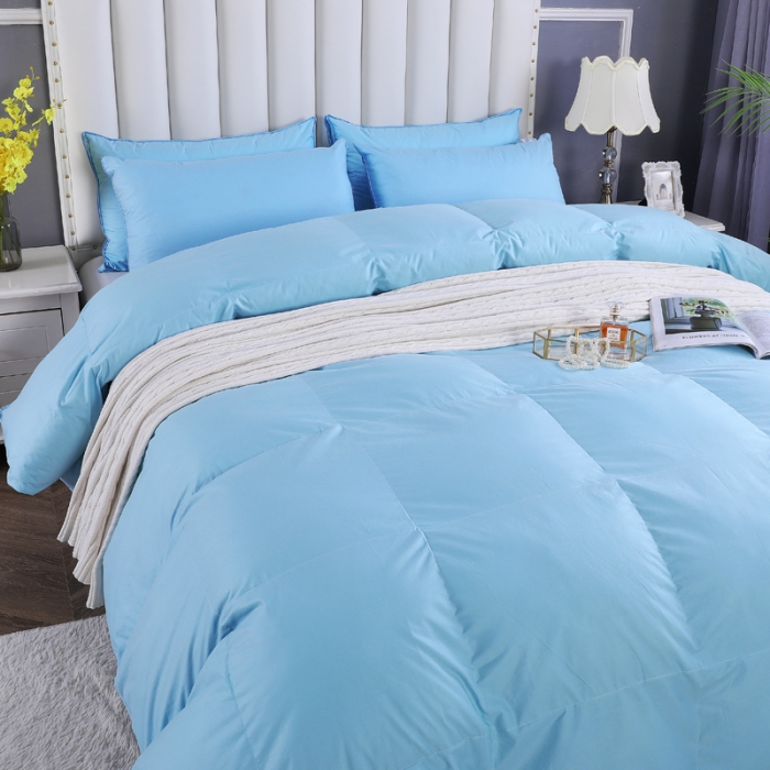 91家纺网 家纺一手货源 找家纺 羽仙子2023全棉羽绒被白鹅绒冬被加厚被子被芯 深蓝色