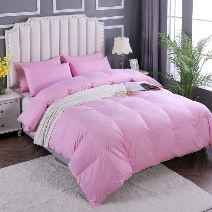 91家纺网 家纺一手货源 找家纺 羽仙子2023全棉羽绒被白鹅绒冬被加厚被子被芯 樱花粉