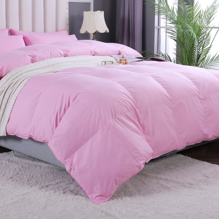 91家纺网 家纺一手货源 找家纺 羽仙子2023全棉羽绒被白鹅绒冬被加厚被子被芯 樱花粉