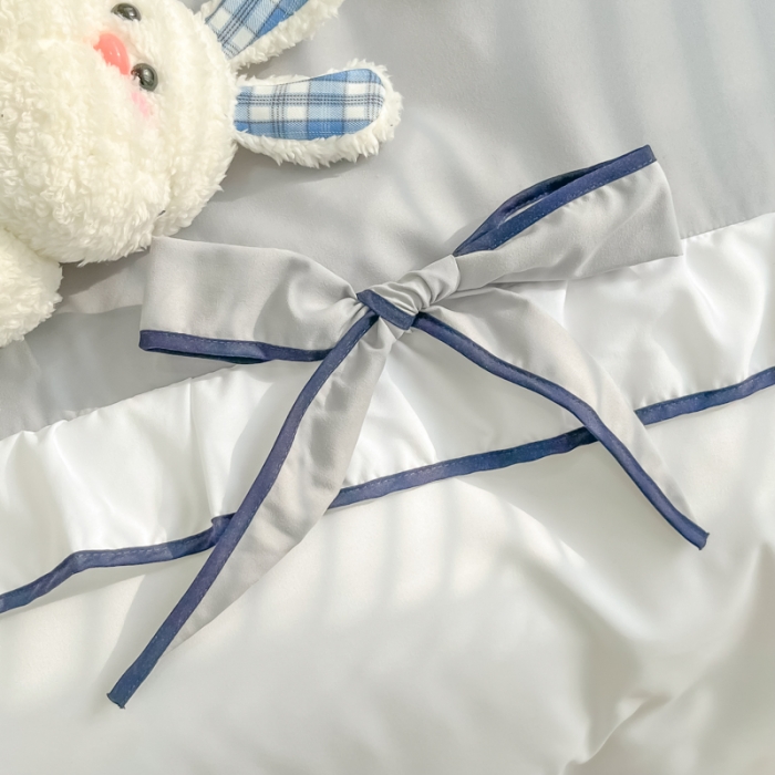 91家纺网 家纺一手货源 找家纺 慕语家纺 2023新款亲肤磨毛高支高密四件套-小幸运 灰粉