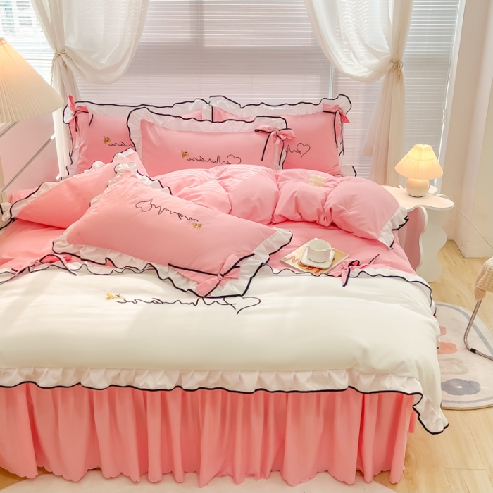 91家纺网 家纺一手货源 找家纺 慕语家纺 2023新款亲肤磨毛高支高密四件套-小幸运 浅玉