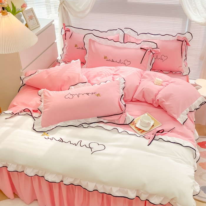 91家纺网 家纺一手货源 找家纺 慕语家纺 2023新款亲肤磨毛高支高密四件套-小幸运 浅玉