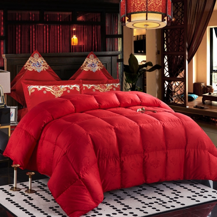 91家纺网 家纺一手货源 找家纺 （总）羽仙子2023新款中国红百年好合双层立体被