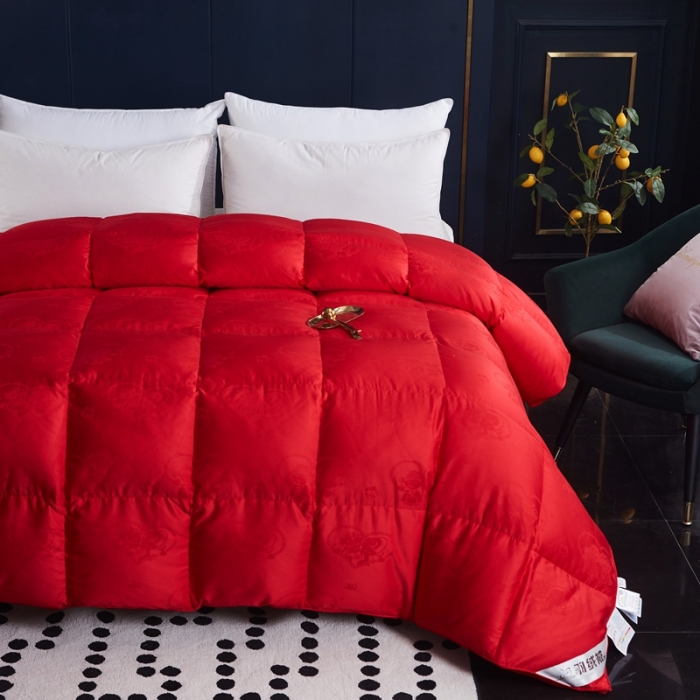 91家纺网 家纺一手货源 找家纺 （总）羽仙子2023新款中国红百年好合双层立体被