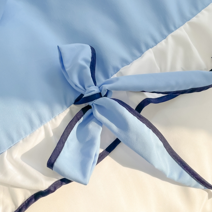 91家纺网 家纺一手货源 找家纺 慕语家纺 2023新款亲肤磨毛高支高密四件套-小幸运 天蓝