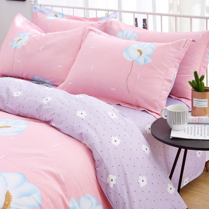 91家纺网 家纺一手货源 找家纺 尚帛 2024新款全棉12868印花四件套 初爱-粉