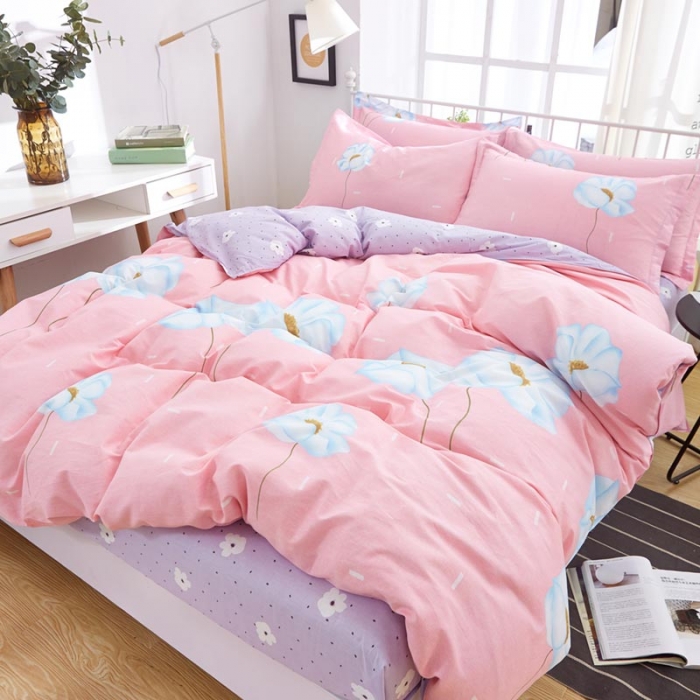 91家纺网 家纺一手货源 找家纺 尚帛 2024新款全棉12868印花四件套 初爱-粉