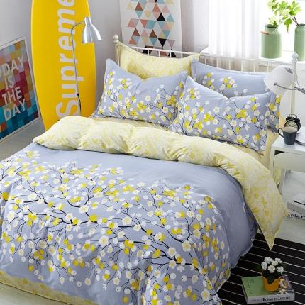 尚帛 2024新款全棉12868印花四件套 花枝蔓-灰