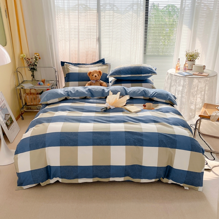 91家纺网 家纺一手货源 找家纺 尚帛 2024新款全棉12868印花四件套 曼迪-蓝