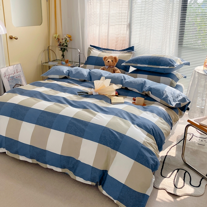 91家纺网 家纺一手货源 找家纺 尚帛 2024新款全棉12868印花四件套 曼迪-蓝